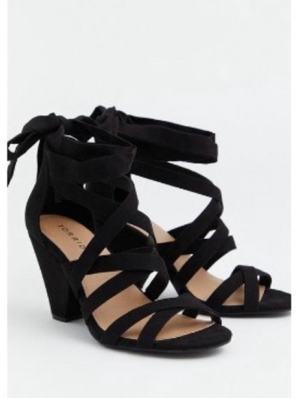 torrid Black Strappy Lace-Up Block Heels